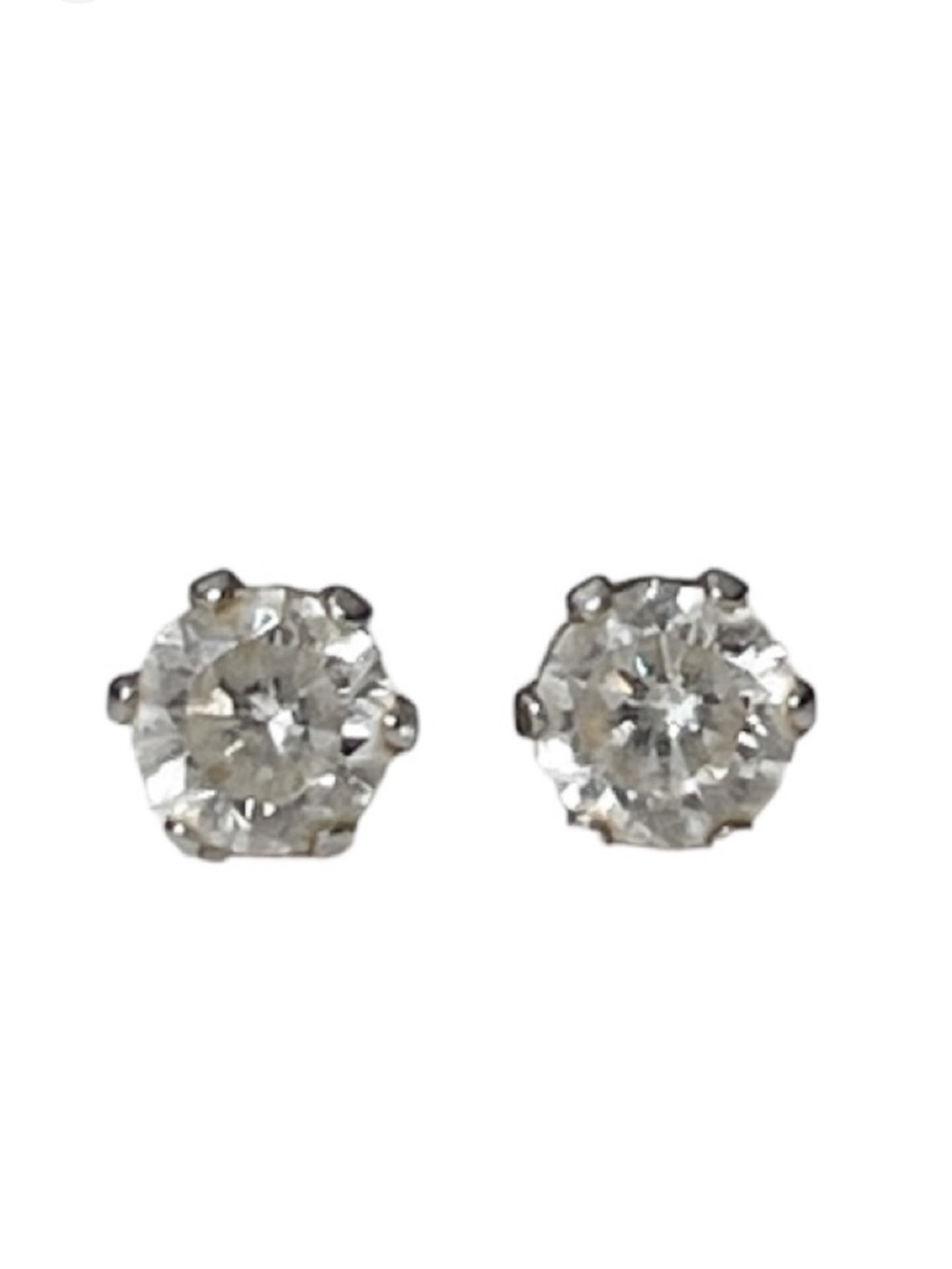 Vintage silver simulated diamond small stud earrings